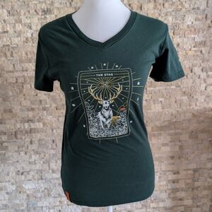 Official Jagermeister Green Tarot Stag V Neck Shirt Women's M Collectible Rare